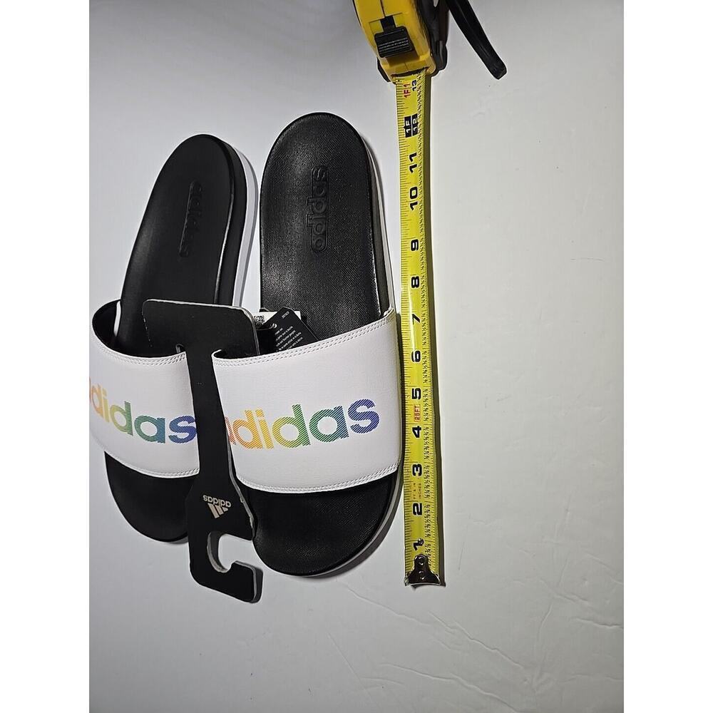 Adidas Adilette Comfort Slides 14 Women's / 13 Men's WHITE RAINBOW H02488 Sandal - Picture 7 of 8